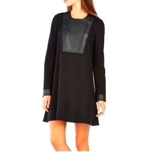 BCBGMAXAZRIA Black Aero Faux Leather Zipper Long Sleeve